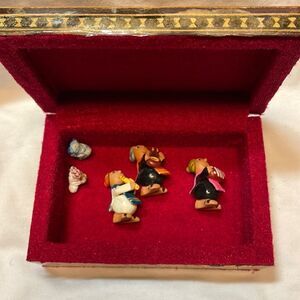 Vintage Art Pottery Musician Figurine Set W/ Decorative Box